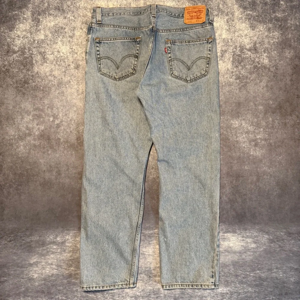 Levi 505 Regular Fit Mens Light Wash Denim Jeans Blue 36‎ x 30 Distressed Paint